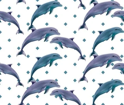 Dolphins pattern Vector. Spring summer backgrounds Stock Illustration