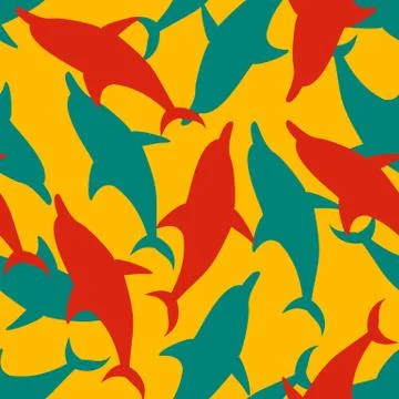 Dolphins seamless background Stock Illustration