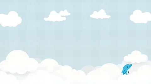 Dolphins in sky blue light Cartoon background cartoon and and nature great Stock Footage 304944516