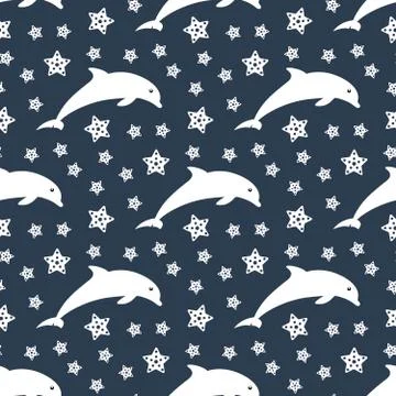 Dolphins in the sky Stock Illustration