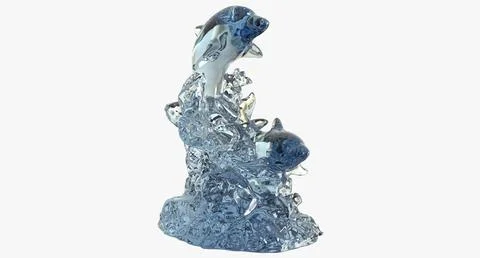 Dolphins Statue Glass 3D Model