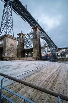 Dom Luis I Bridge spanning Douro river Porto Portugal Stock Photos