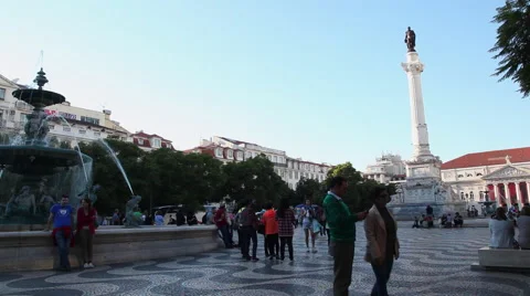 Dom Pedro IV Square timelapse Stock Footage 56224617