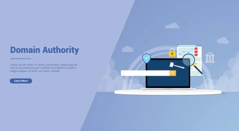 Domain authority for website template or landing homepage banner - vector Stock Illustration