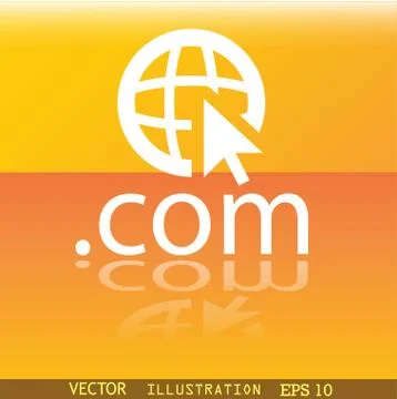 Domain COM icon symbol Flat modern web design with reflection and space for y Illustrazione stock