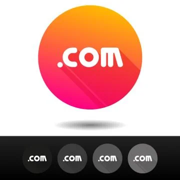 Domain COM sign buttons. 5 Icons Vector top-level internet domain symbols. Stock Illustration