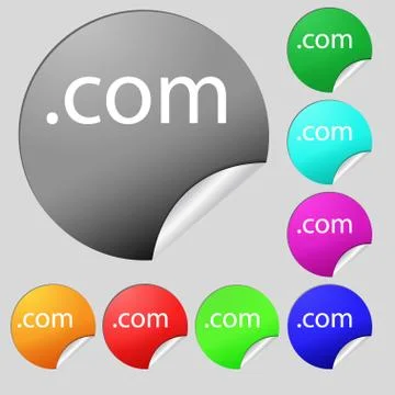 Domain COM sign icon. Top-level internet domain symbol. Set of eight multi color Stock Illustration
