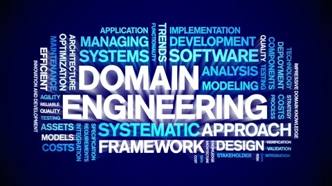 Domain Engineering animated word cloud,animation tag kinetic typography loop. Stock Footage 314004122