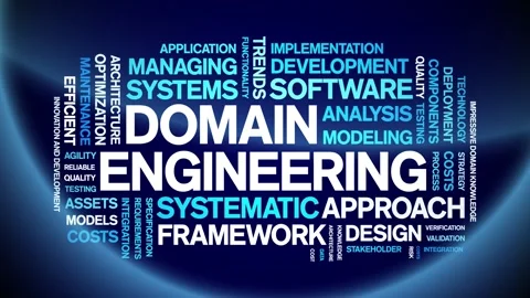 Domain Engineering animated word cloud,animation tag kinetic typography loop. Stock Footage 314004433