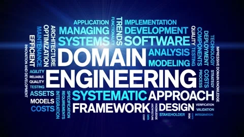 Domain Engineering animated word cloud,animation tag kinetic typography loop. Stock Footage 314004554