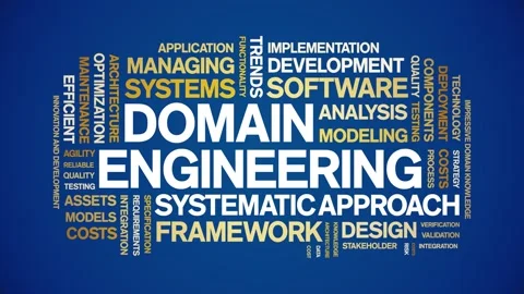 Domain Engineering animated word cloud,animation tag kinetic typography loop. Stock Footage 314004926