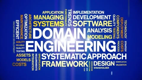 Domain Engineering animated word cloud,animation tag kinetic typography loop. Stock Footage 314005046