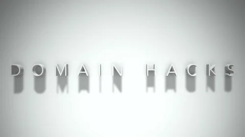 Domain hacks 3D title animation white text on a white background Stock Footage 299368702