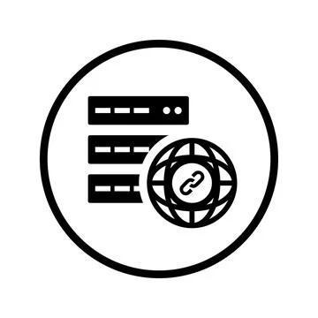 Domain hosting linking icon. Black vector illustration. Stock Illustration