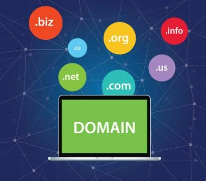 Domain icon symbol on top of the computer laptop Stock Illustration