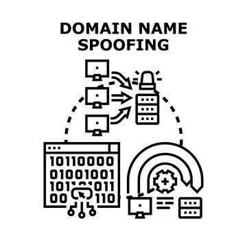 Domain name spoofing attack preventing data theft illustration Stock Illustration