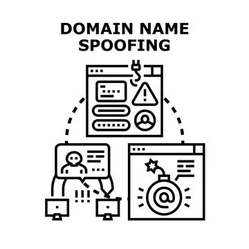 Domain name spoofing hacking online data protection Illustrazione stock
