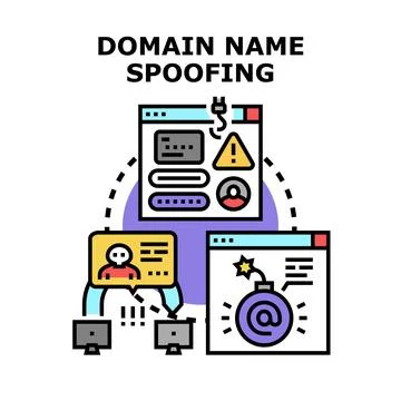 Domain name spoofing hacking online data protection Stock Illustration
