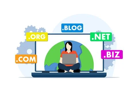 Domain name system concept, DNS, Website domain name. Ilustración de archivo