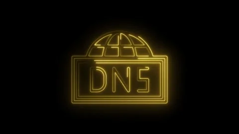 Domain name system dns neon sign with global network connection on black ba.. Stock Footage 314536318