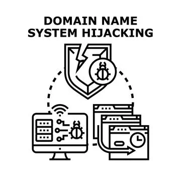 Domain name system hijacking vector concept illustration Stock Illustration