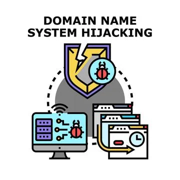 Domain name system hijacking vector concept illustration Stock Illustration
