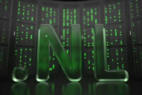 Domain .nl on server room background. Internet in the Netherlands related Stock Illustration
