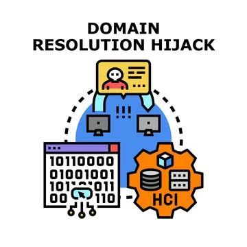 Domain resolution hijack concept vector line illustration 库存插图