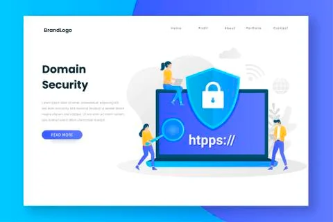 Domain security landing page Stock Illustration
