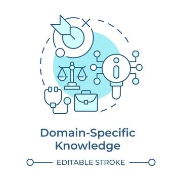 Domain specific knowledge soft blue concept icon Stock Illustration