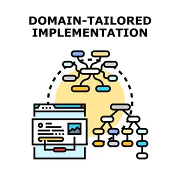 Domain tailored implementation for custom solution development Stock Illustration