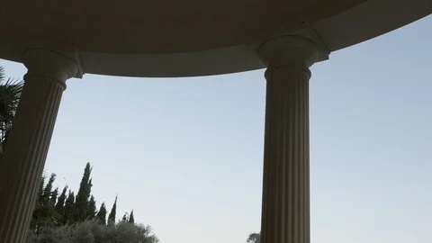 Dome and columns of a round building against the sky. Stock Footage 118876617