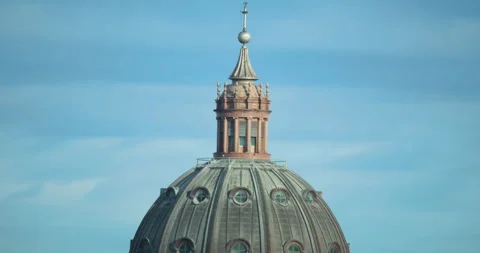Dome And Lantern Of Porto Alegre Cathedral, Real-Time, Blue Sky Video stock 344082126