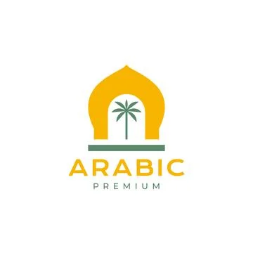Dome arabic with date fruit modern minimalist logo design icon vector illus.. Stock Illustration