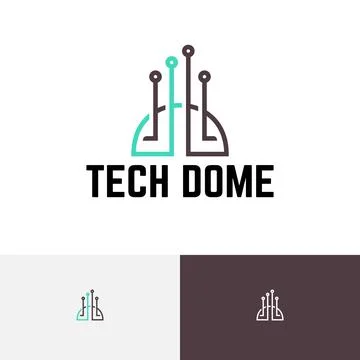 Dome Building Technology Circuit Computer Modern Logo Stock Illustration
