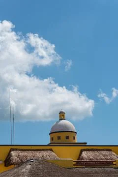 Dome Building With Thatch Roofs Under Sky Stock Photos