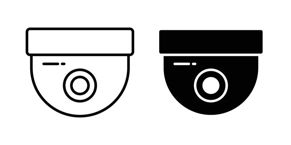 Dome cctv camera icon vectors. Illustrations in black Stock Illustration