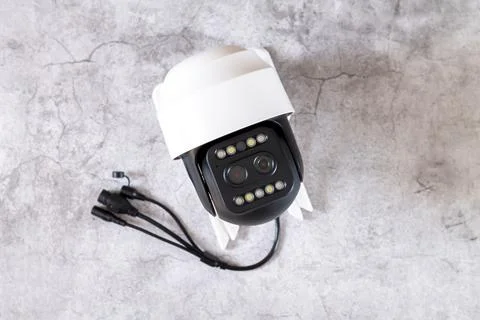 Dome CCTV secure camera or surveillance video camera on stone background Stock Photos