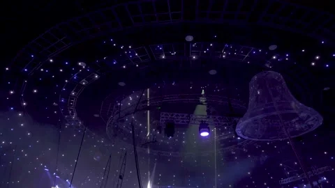 The dome of the circus with neon lights and illumination Stock Footage 168020874