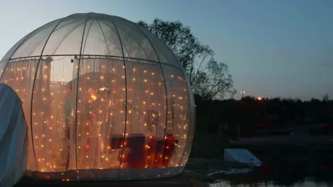 Dome for dates with lights at night Video stock 154412151