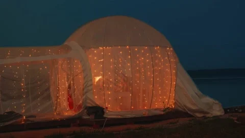 Dome for dates with lights at night Stock Footage 154524119