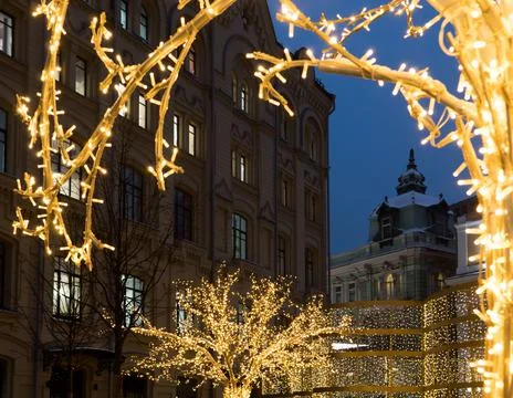 Dome in a frame of New Year's illumination Stock Photos