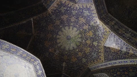 Dome of the Imam Mosque. Stunning interior of Imam Mosque, Isfahan, Iran Stock Footage 304866181
