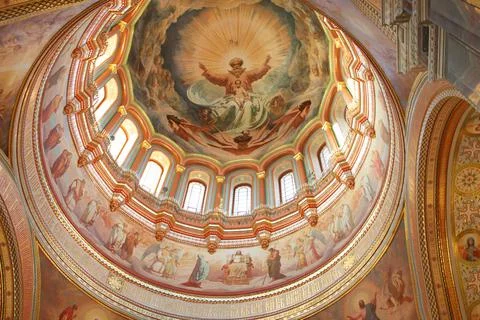 Dome inside the Cathedral of Christ the Savior. Moscow. 12.07.2010 Stock Photos