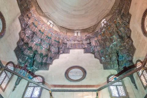 Dome inside design of Sultan Hassan Mosque Stock Photos