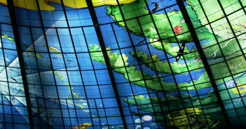 Dome of Light glass ceiling in Formosa Boulevard MRT station. Kaohsiung, Taiwan. Video stock 147987623