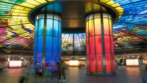 The Dome of Light is the largest glass work in the world. 4K hyperlapse Stock Footage 117582222