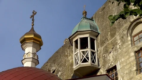 Dome of main cathedral acting cave monastery of St. Klimento. Stock Footage 106062264
