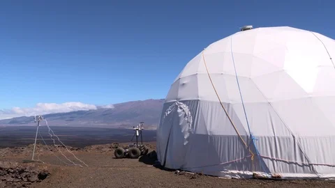 Dome in mars simulated landscape Stock Footage 93533469