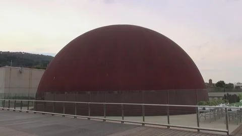Dome metal rust sky overcast outdoors science museum CosmoCaixa Barcelona Stock Footage 327217281